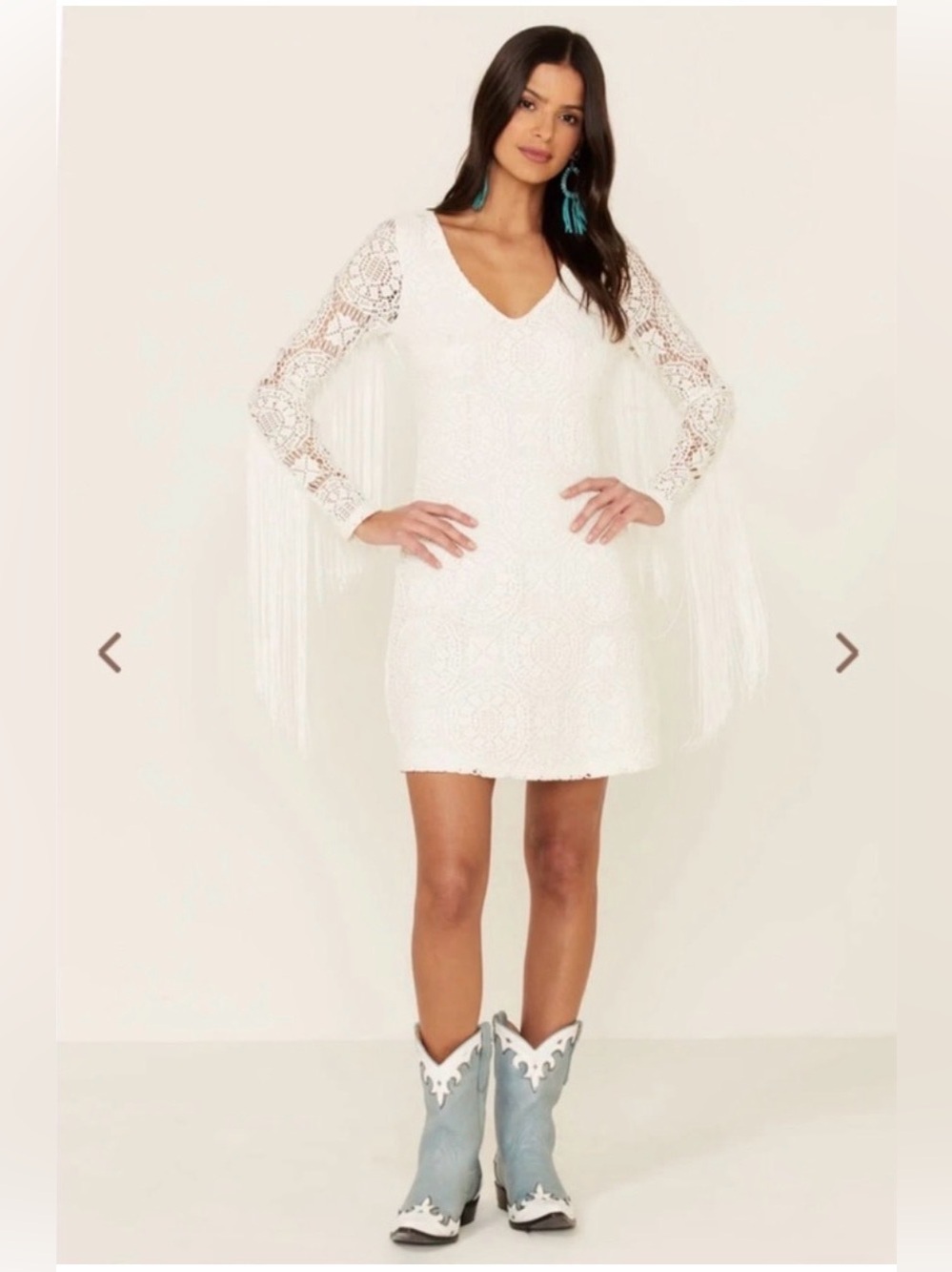 Idyll Wind White Lace Fringe Dress